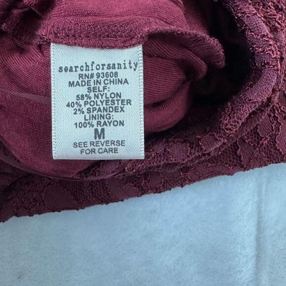 Search For Sanity Womens M All Over Lace Midi Skirt Burgundy Red Straight Pencil - Picture 5 of 8